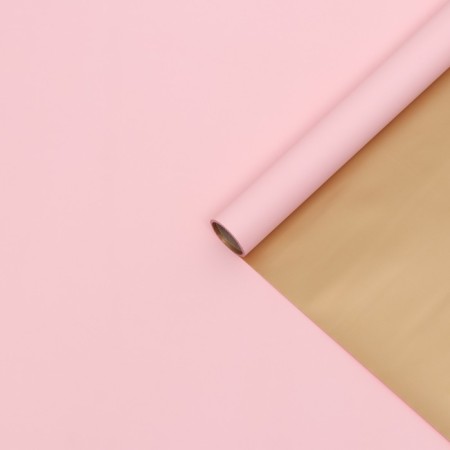 Matte film for flowers, double -sided, "aura", pink - gold, 57 cm x 5 m-1