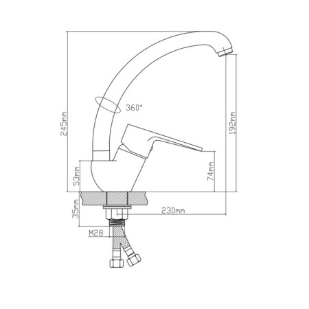 BouOU B8282-10F kitchen mixer, single-leaf, 40 mm cartridge, brass, chrome-4