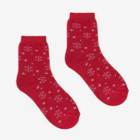 Women's socks "Snowflakes", burgundy color, size 23-25-1