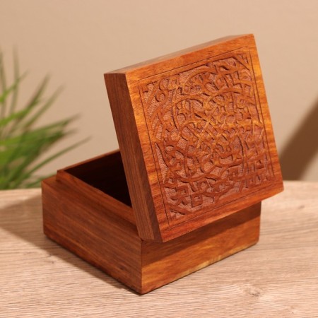Carved box 10x10x6 cm, shisham tree-4