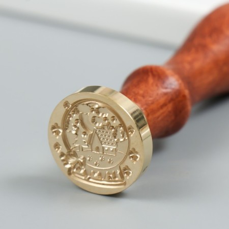 Printing for wax with a wooden handle "Snow ball with a house in the forest" 9x2.5x2.5 cm-3