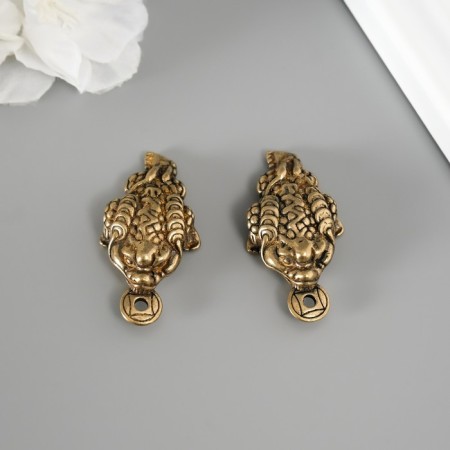 Souvenir brass "Cash toad with coin" set 2 pcs 1.9x3.4 cm