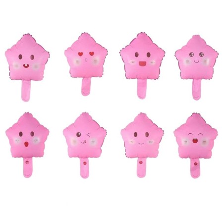 Foil ball 10 "Star Smile", pink, mix-3