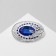 Brooch "Eye", blue color in silver