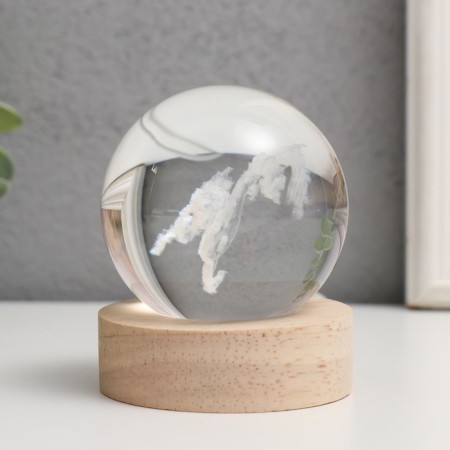 Souvenir glass backlight "Dragon" d = 6 cm stand wood, usb 6.5x6.5x7.5 cm-2
