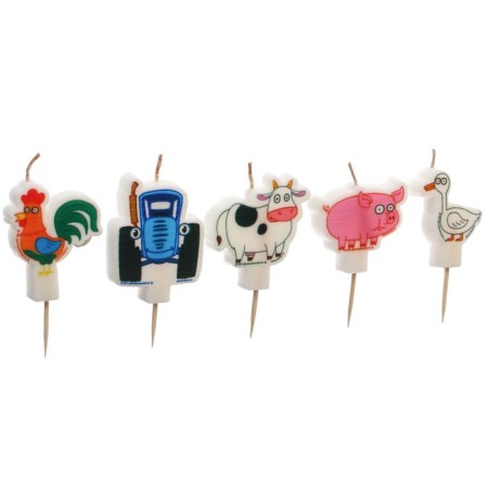 Candle in the cake set, blue tractor, 5pcs-1