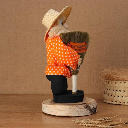 Amulet - brownie "Ivanovich with a broom", h = 40 cm, mix-2