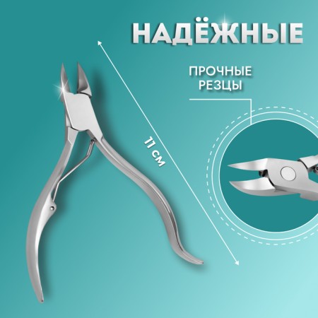 Pigitan nippers, with a cap, curved handle, curved blade, 11 cm, blade length - 15 mm, silver color-1