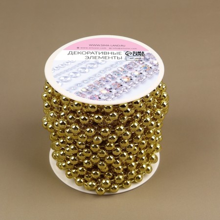 Beads on threads, round, 7.5 mm, 10 ± 1 m, gold color-2