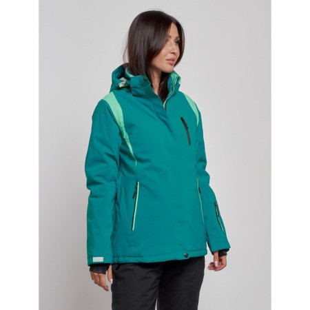 Ski jacket female winter, size 42, dark green color-1