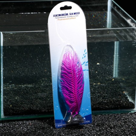 Silicone Aquarium plant, glowing in the dark, 6.5 x 18 cm, purple-3