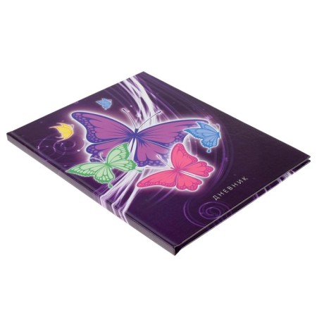 Universal diary for grades 1-11, "butterflies. Neon 2", solid cover 7BC, glossy lamination, 40 sheets-2
