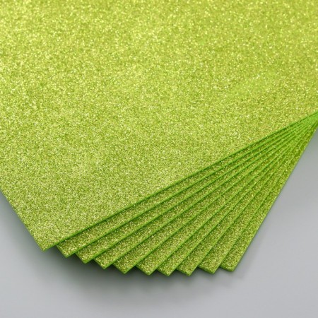 Foamiran glitter 2 mm, 20x30 cm, light green-2