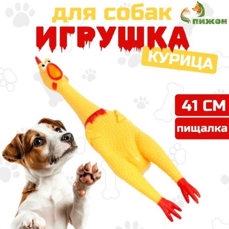 The squeak of the "thoughtful chicken XL" for dogs, 41 cm, yellow