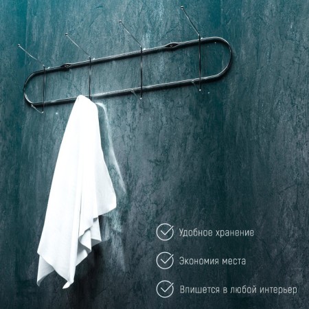 The hanger wall -mounted on 4 double hooks “Shine”, 32.5 × 5.5 × 13 cm, silver color-2