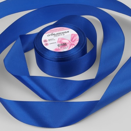 Satin tape, 40 mm × 23 ± 1 m, blue color No. 40