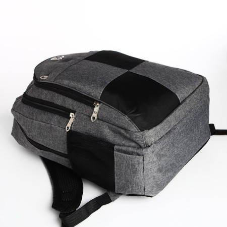 Youth backpack from textiles, 2 departments, 4 pockets, gray color-4