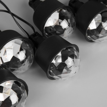 Garland “thread” 5.4 m with nozzles “disco-shara”, IP65, dark thread, 10 LED, glow red/warm white, 220 V-4