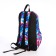 The backpack is waterproof with lightning, 3 pockets, blue/pink color
