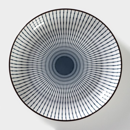 Ceramic dining "Illusion", D = 21 cm, white and gray color