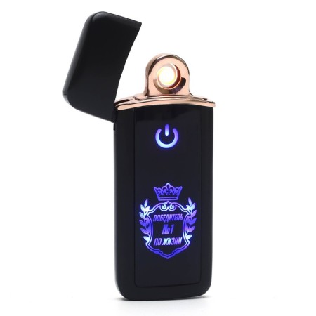 Electronic lighter "Winner No. 1 in life", USB, spiral, 3 x 7.3 cm, black