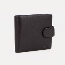 Men's purse on a button, for bills, for cards, for coins, brown color