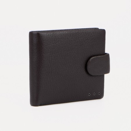 Men's purse on a button, for bills, for cards, for coins, brown color