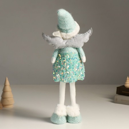 Interior doll "Angel in a turquoise outfit with sequins, silver wings" 49 cm-2
