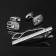 Set of male "cufflink + tie -clip" cage, white color in silver