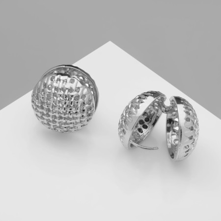 Earrings Metal "Accord" Weaving, Sphere, Color silver-3