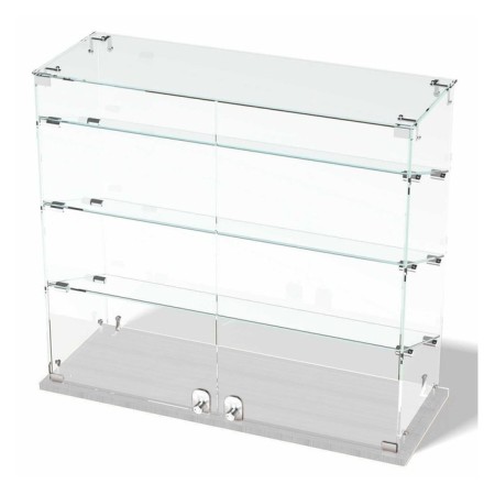 Table shop window, 3 inclined shelves, 800 × 300 × 700, chipboard, glass, white color-1