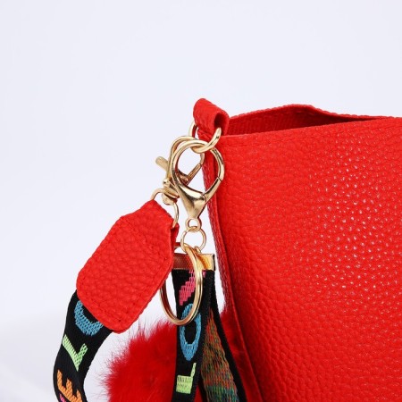 Bag Cross-Bodi with a zipper, red color-4