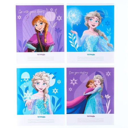Notebook in a ruler of 18 sheets, 4 types of mix, cover covered paper, cold heart-2