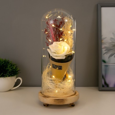 Network Sales "White Rose in the bouquet" LED 3AAA 10x10x21 cm Risalux-1