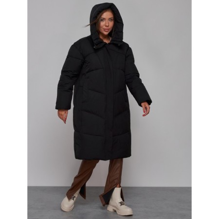 Coat insulated winter female, size 48, black color-6