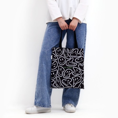 A shop bag on a rave without a zipper, without lining, black color-3