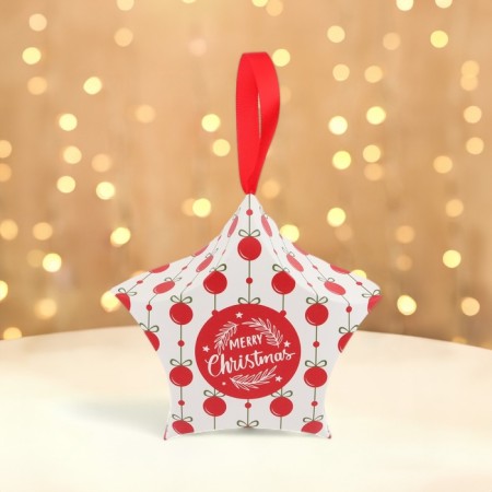 Folding New Year's box "Star of balls" 7 x 5.5 x 2 cm