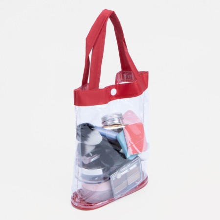 Cosmetic bag on the button, the color is red/transparent-4