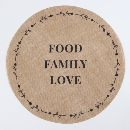 Ethel napkin "Food.family.love" d38, jute-1
