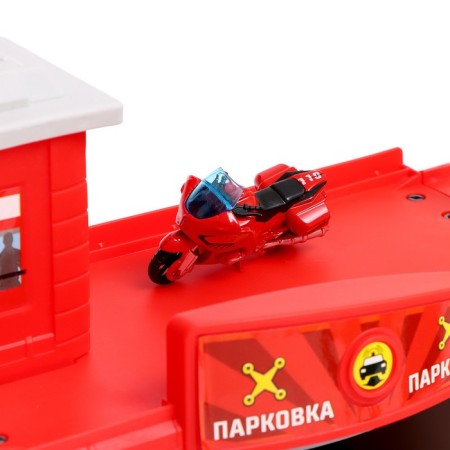 Parking "Fire Station", with metal machines and helicopter-6