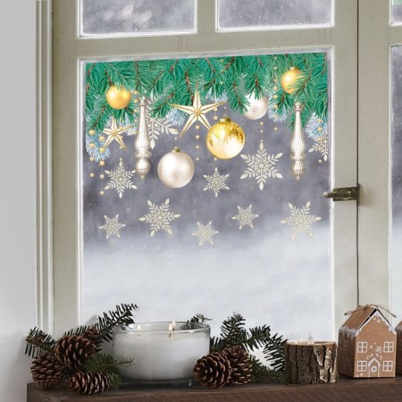 Stick for windows "New Year's toys", reusable, 33 x 50 cm, new year-2
