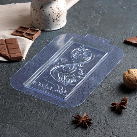 Form for chocolate and sweets plastic “Tiles March 8”, 21.5 × 14 × 0.6 cm, color transparent color-2