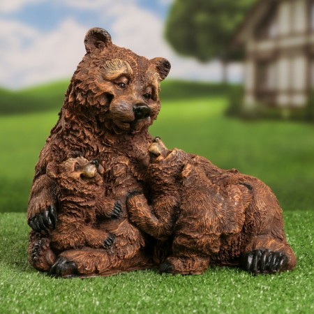 Garden figure "Bear with two cubs" 25x27x22cm