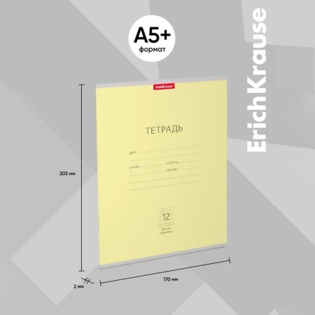 Notebook of 12 sheets in the slanting line "Classic", cover coated cardboard, offset block, whiteness 100%, yellow-2