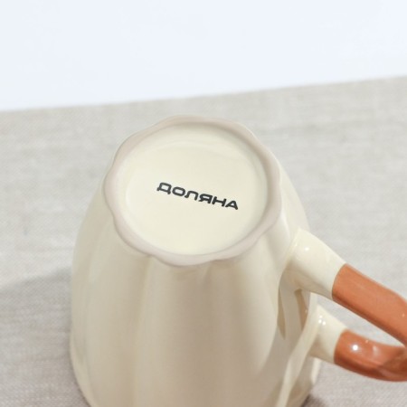 Mug ceramic shares "Marshmallow", 360 ml, beige color-3