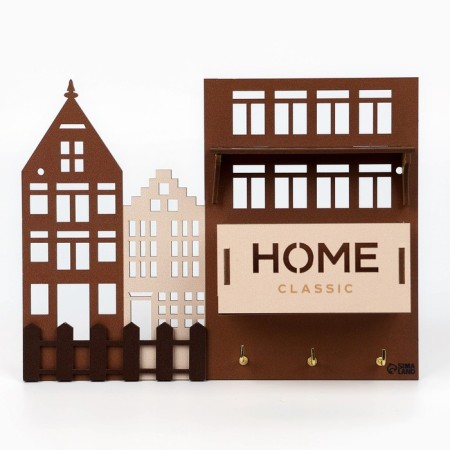 The keybox is wall -mounted with a shelf and a “Home” pocket, a classic, 23 x 17.5 cm.-2