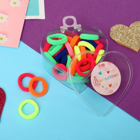 Hair gum "Little Heart" (set of 30 pcs) Assorted, 2 cm, mix