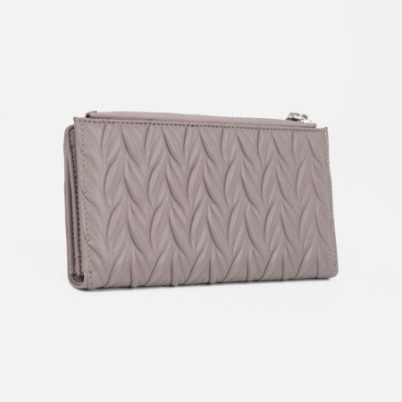 Women's wallet on the button, gray color-1