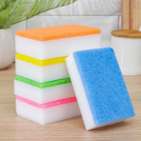 Melamin sponge with an abrasive layer, 11 × 7 × 3 cm, color mix-8