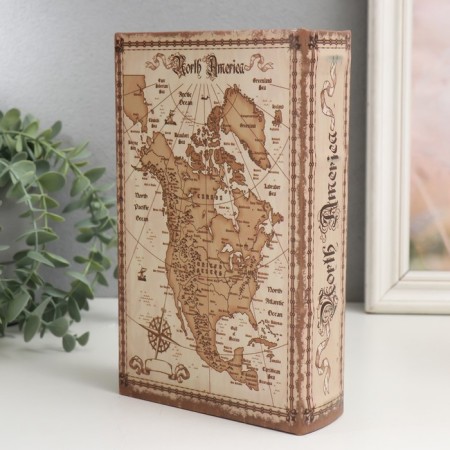 Safe-book wood to the leatherette "Old map" 21x13x5 cm-5